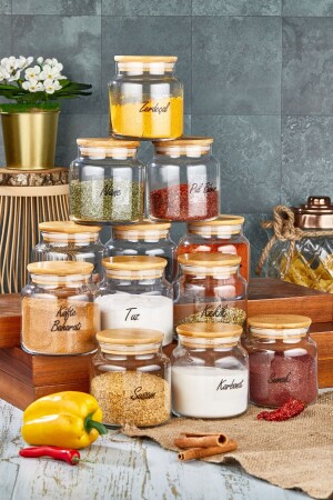 12-teiliges, luxuriöses 500 ml beschriftetes Glasgefäß mit Deckel, Aufbewahrungsbehälter, Gewürzdosen-Set fbz156 - FBZhome