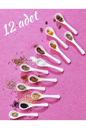 12 White Serving and Spice Spoons - Breakfast Honey Spoon Sugar Jam Serving Spoon - Fbzhome