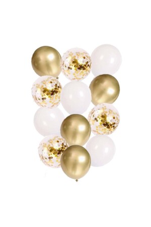 12-Zoll-Luftballon aus Weißgold und Konfetti, 10 Stück - Patladı Gitti