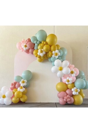 120pcs Retro Dusty Pink Winter Green Daisy Balloon Chain - Öztürkpartievi