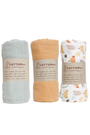 120x120 Triple Muslin Baby Blanket, Natural Cotton Muslin Blanket Set, Muslin Swaddle Diaper, 2023001 - YUMURCAKEVİ