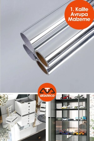 (122cmX100cm) Silver Foil Mirrored Foil Adhesive Furniture Shower Cabin Cabinet Coating - Atadeco