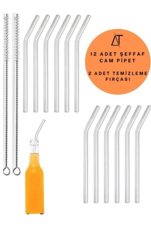 Set mit 12 Glaspipetten und 2 Reinigungsbürsten 1. Qualität / 9mm - Acarlarticaret