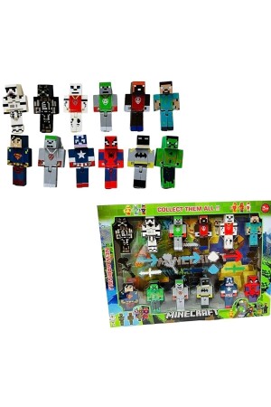 12'li Süper Kahraman Oyuncak Figürleri 23 Parça Lego Yapı Oyuncak Figür Toys - Minecraft
