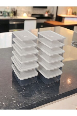 12pcs Storage Container White Lid Deep Freezer Microwave Suitable Snack Bowl 4x1500ml 4x1000ml 4x750ml - Maviköy