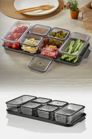 13 Piece 6 Compartment Breakfast Set with Tray and Lid Acrylic Airtight Long Lasting Washable KT02 - MESAPAHOME