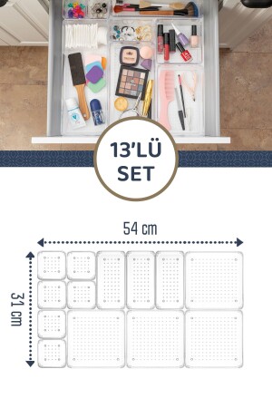 13 Piece Transparent Modular Drawer Organizer - Kitchen Bathroom Organizer - Makeup Jewelry Organizer MCH-921 - Meleni Home