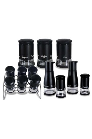 13-teiliges Gewürzset aus schwarzem Glas Fmag3146 G-18806535B - GÖNÜL
