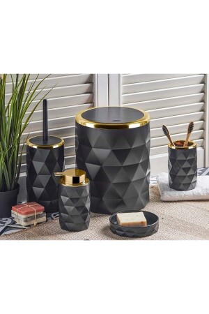 13222 Diamond Gold 5-teiliges Badezimmer-Set – Schwarz ST25189 - Perotti