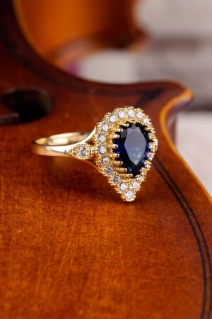 14 Ayar Altın Damla Taşlı Yüzük - Oroline Jewelry