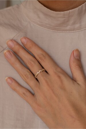 14 Ayar Altın Taşlı Zigzag Kadın Yüzük - Oroline Jewelry