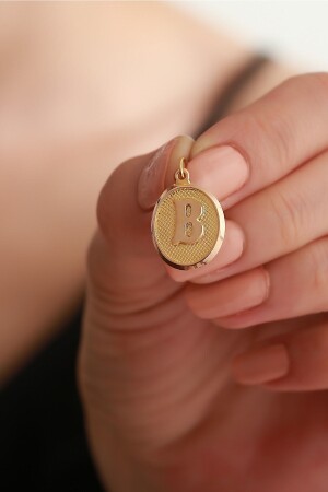 14 Ayar Altın Vintage Oval B Harf Kolye Ucu UCHRFOVLENSTLJKB - Bayar Gold