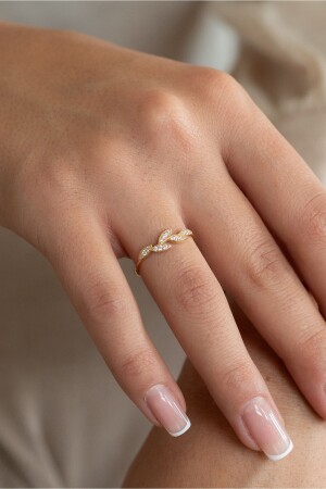 14 Ayar Altın Yaprak Desenli Kadın Yüzük - Oroline Jewelry