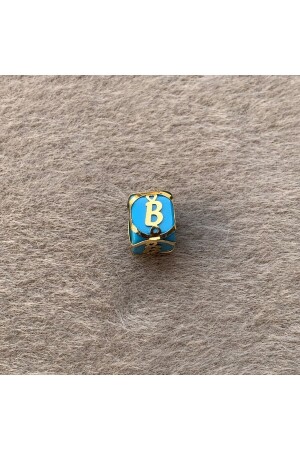 14 Carat Gold Gold Caged Blue Bead with Letter B UCHRFKFSMVB - Bayar Gold