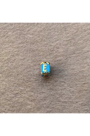 14 Carat Gold Gold Caged Blue Bead with Letter E UCHRFKFSMVE - Bayar Gold
