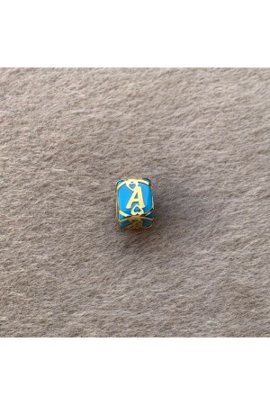14 Carat Gold Letter A with Gold Cage Blue Bead UCHRFKFSMVA - Bayar Gold