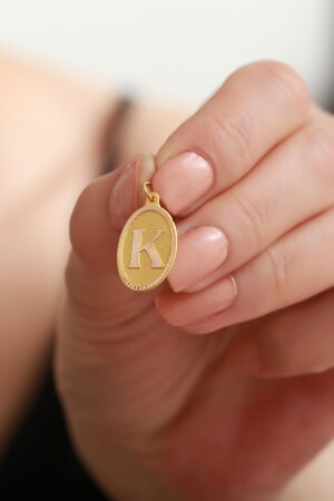 14 Carat Gold Nostalgic Oval K Letter Pendant UCHRFOVLYNSTLJKK - Bayar Gold