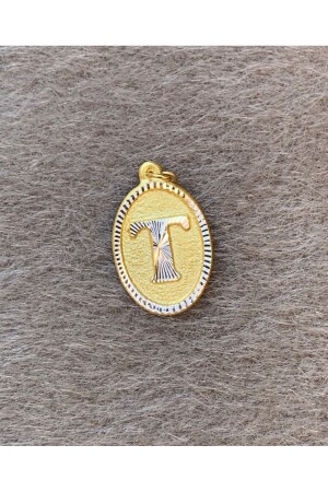 14 Carat Gold Nostalgic Oval T Letter Pendant UCHRFOVLYNSTLJKT - Bayar Gold