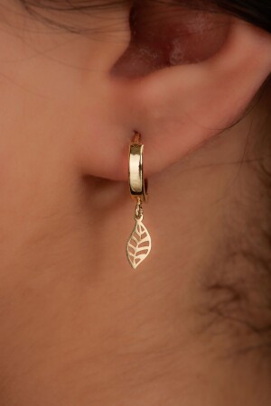 14 Carat Gold Round Leaf Earrings - Gençtaş Kuyumculuk
