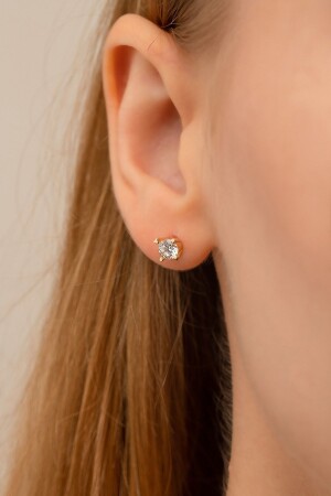 14 Carat Gold Solitaire Earring 7097-GT - GençTaş Kuyumculuk
