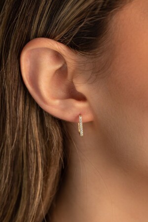 14 Carat Gold Stone Square Earrings YKKLY00000445 - Yavuz Kuyumculuk