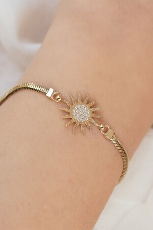 14 Carat Gold Sun Bracelet Herringbone Chain Bracelet OB-30 - Oroline Kuyumculuk