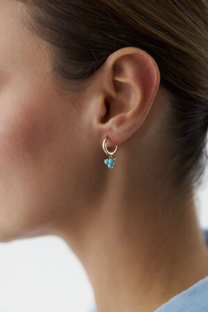 14 Carat Gold Turquoise Kokina Hoop Earring YKKLY00000833 - Yavuz Kuyumculuk