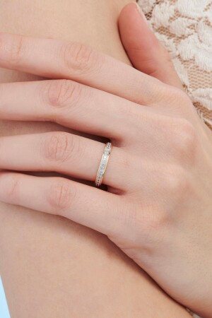 14 Carat Gold Women's Classic Flat Stone Wedding Ring 3 mm - Altınbaş