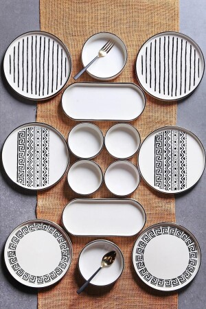 14 Parça 6 Kişilik Stackable Sio Savior Kahvaltı Takımı Lüx Kahvaltılık Sunum Seti Tabağı - Kitchen Life