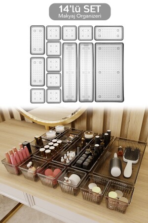 14 Piece Drawer Organizer Set - Multi-Purpose Desktop Organizer Black - Meleni Home