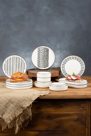 14 Piece Stackable Sio Savior Breakfast Set for 6 People - Luxury Breakfast Presentation Set Plate - Kitchen Life