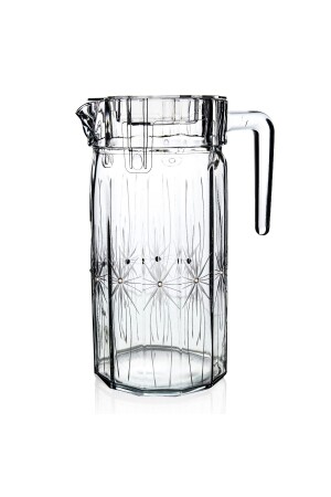 1400cc Square Cut Glass Jug Mira Patterned P284S3997 - DECOCIA