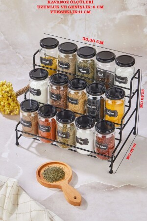 15 Spice Set with Stepped Metal Stand Black BRL-16199 - vipgross