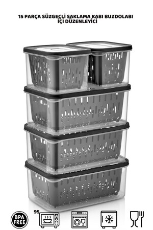 15-teiliges transparentes Frischhalteset für den Kühlschrank mit Sieb - Homeniva