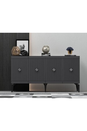 150 cm Midas Console Anthracite Silver MIDASKNS - DEMONTE DECOR