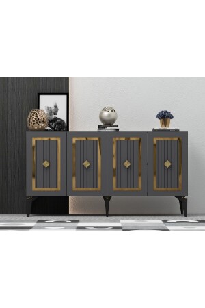 150 Cm Nora Console Anthracite-gold NORAKNS - DEMONTE DECOR