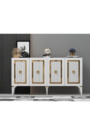 150 Cm Nora Console White-gold NORAKNS - DEMONTE DECOR