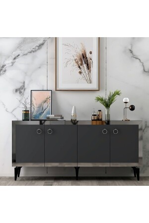 150 Cm Poly Console Royalmarble-anthracite-silver POLY - DEMONTE DECOR