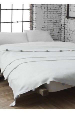 150x200 Single Pom-Pom Pique Blanket Cream URT-872. 20001. 024 - Dolce Bonita Home