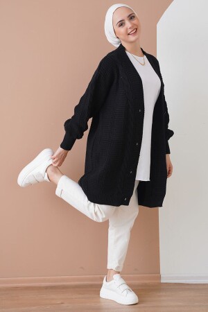 15768 Hijab Knitwear Cardigan - Black - Bigdart