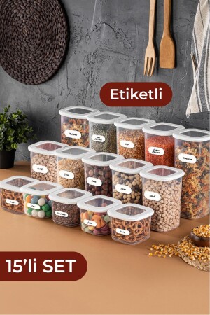 15pcs Labeled Foil Square Food Storage Container Set 5x(0.55 Liter, 1.2 Liter, 1.75 Liter) White FOLYKARISIK15LI - Vienev