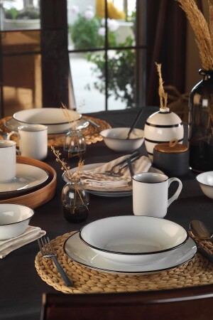 16 Piece Dinner Set for 4 People Black Mesh EO16Y13612 - Kütahya Porselen