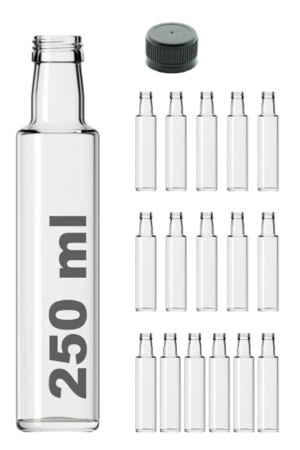 16 Pieces Multi-Purpose Transparent Glass Round Dorica Bottle 250 Ml - With Leak Proof Cap MA2171 - Milea
