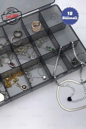 18 Bölmeli Takı Organizer Ilaç Boncuk Küpe Kolye Yüzük Toka Kutusu - Lagabya