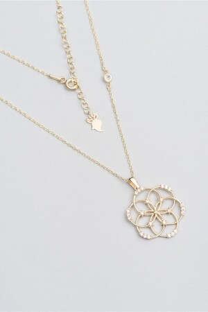 18 Carat Yellow Gold Plated Silver 45 Cm Flower of Life Necklace 1039580144 - So Chic
