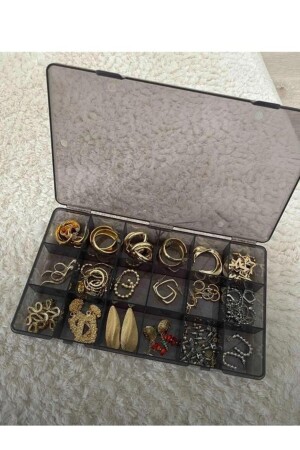 18 Fächer schwarzer Halsketten-Ring-Schmuckverschluss-Kasten Nähkästchen-Organizer - Hayveys