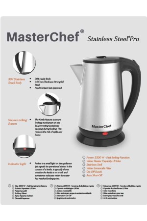 1,8-Liter-Edelstahl-Wasserkocher - Masterchef
