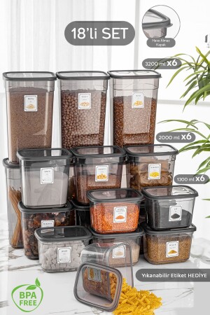 18-Piece Daisy Labeled Multi Rectangular Storage Container Microwave and Freezer Compatible 6x(1,3LT-2 LT-3,2 LT) MCH-826 - Meleni Home