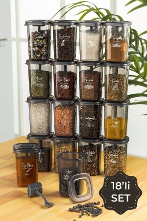18-piece Luna Spice Shaker with Spoon with White Screen Printing Label LUNABHRTLK18LI - Vienev