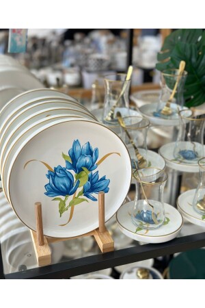18 Piece Modern Tiore Blu Cake Tea Time Set - Onedekor